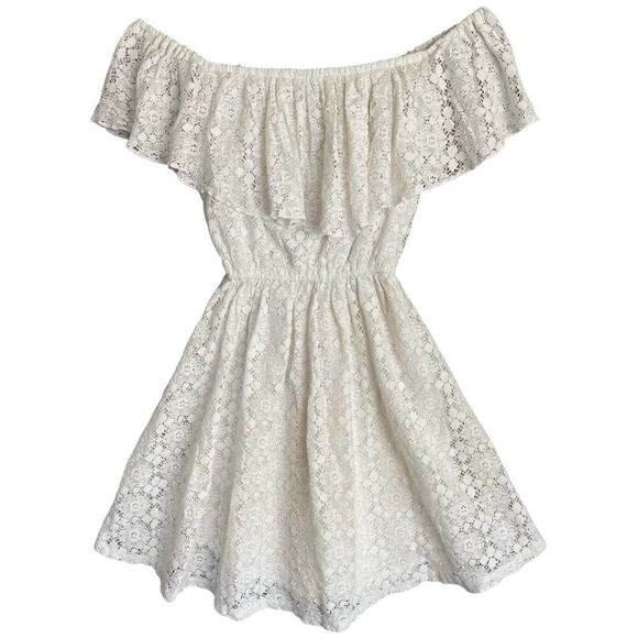 Abercrombie & Fitch Dresses & Skirts - Abercrombie & Fitch Crochet Lace Dress Womens XS Off The Shoulder Bardot White